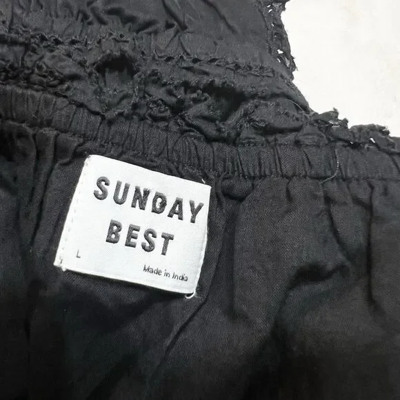 Aritzia Sunday Best Angela Dress Black Mini Strappy Sz L - Picture 3 of 15